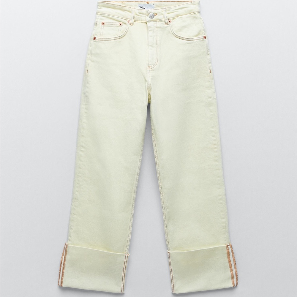 NWT ZARA WIDE LEG TURN UP JEANS